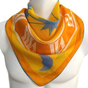 Vintage Vera Neumann Graphic Clock Scarf - 23” Square Mod Design